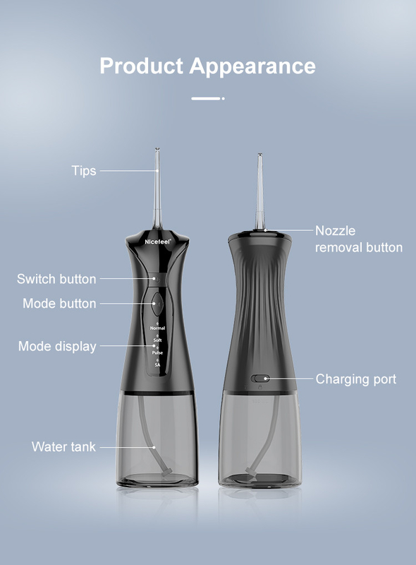 1400mAh黒のコードレス水Flosser電池式の口頭Irrigator